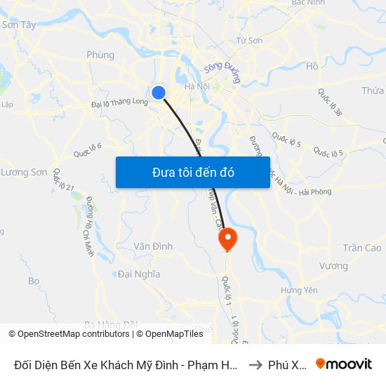 Đối Diện Bến Xe Khách Mỹ Đình - Phạm Hùng (Cột Trước) to Phú Xuyên map