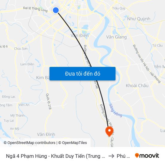 Ngã 4 Phạm Hùng - Khuất Duy Tiến (Trung Tâm Hội Nghị Quốc Gia) to Phú Xuyên map