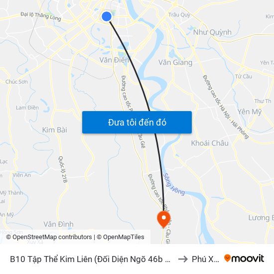 B10 Tập Thể Kim Liên (Đối Diện Ngõ 46b Phạm Ngọc Thạch) to Phú Xuyên map