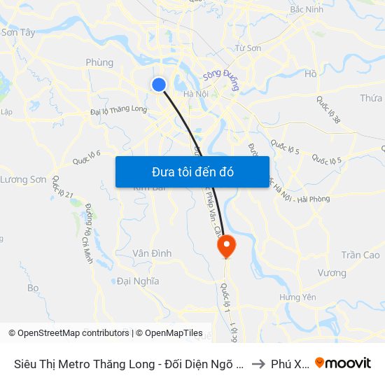 Siêu Thị Metro Thăng Long - Đối Diện Ngõ 599 Phạm Văn Đồng to Phú Xuyên map