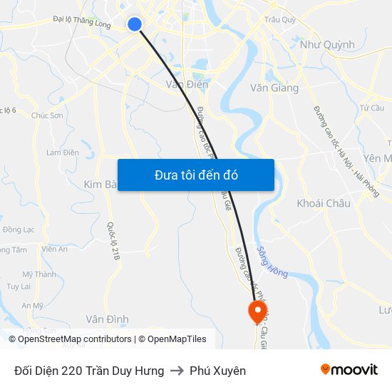 Đối Diện 220 Trần Duy Hưng to Phú Xuyên map