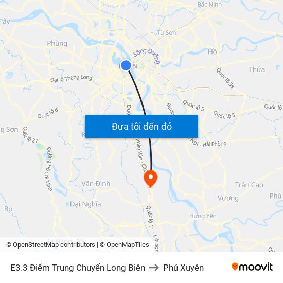 E3.3 Điểm Trung Chuyển Long Biên to Phú Xuyên map