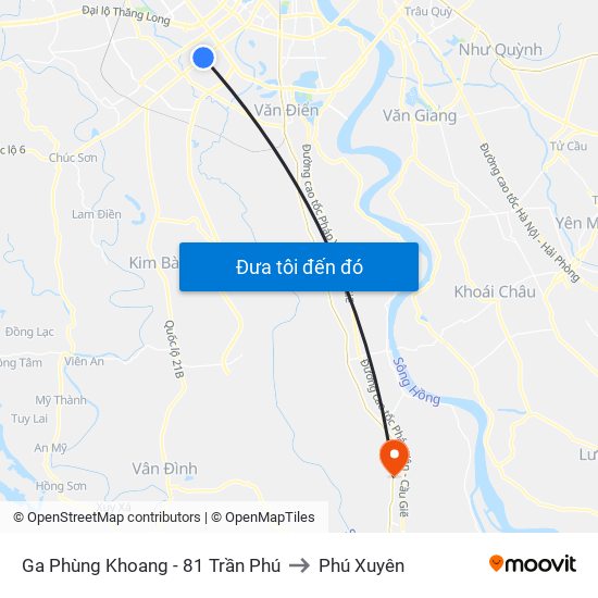 Ga Phùng Khoang - 81 Trần Phú to Phú Xuyên map