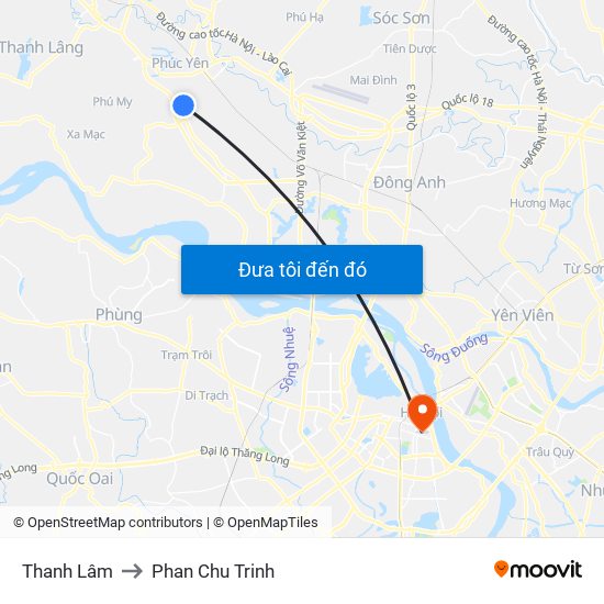 Thanh Lâm to Phan Chu Trinh map