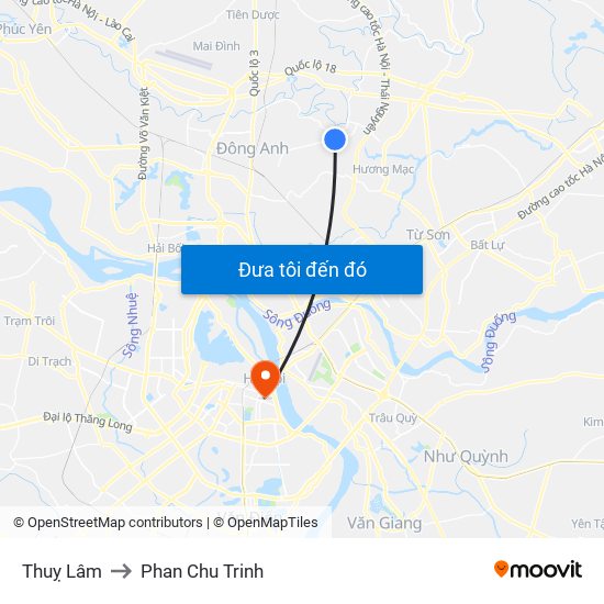 Thuỵ Lâm to Phan Chu Trinh map