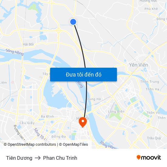 Tiên Dương to Phan Chu Trinh map
