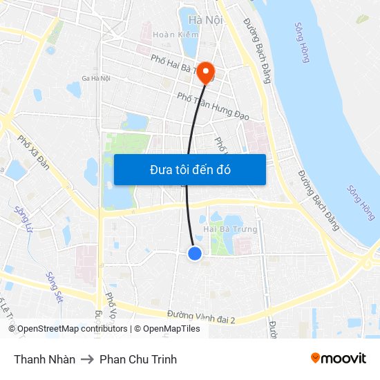 Thanh Nhàn to Phan Chu Trinh map