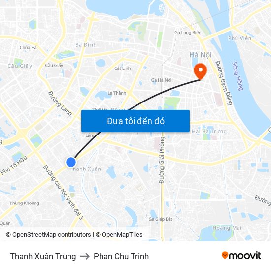 Thanh Xuân Trung to Phan Chu Trinh map