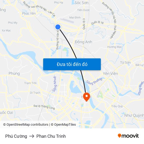 Phú Cường to Phan Chu Trinh map