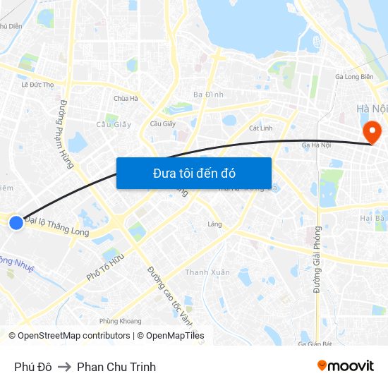 Phú Đô to Phan Chu Trinh map