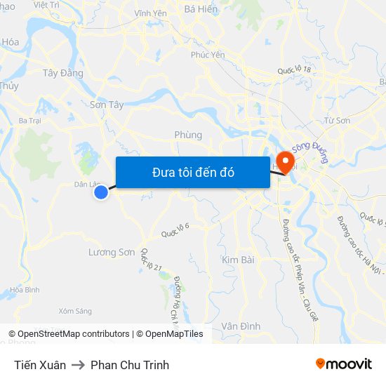 Tiến Xuân to Phan Chu Trinh map
