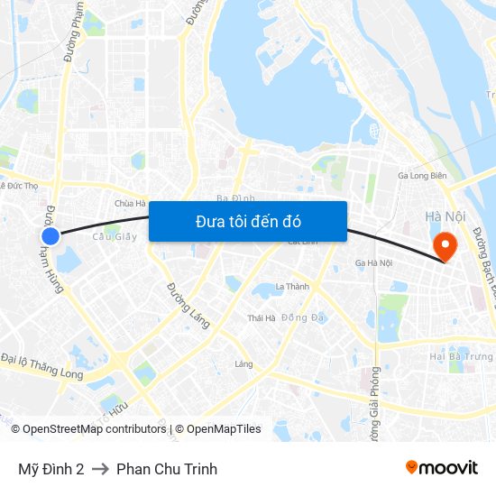 Mỹ Đình 2 to Phan Chu Trinh map