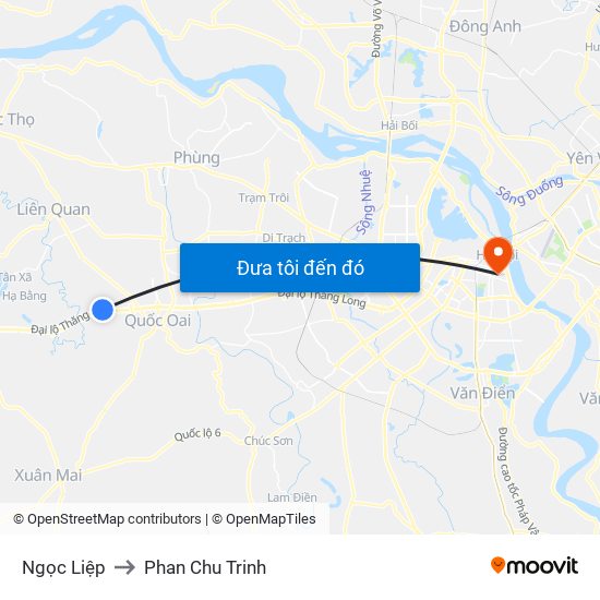 Ngọc Liệp to Phan Chu Trinh map