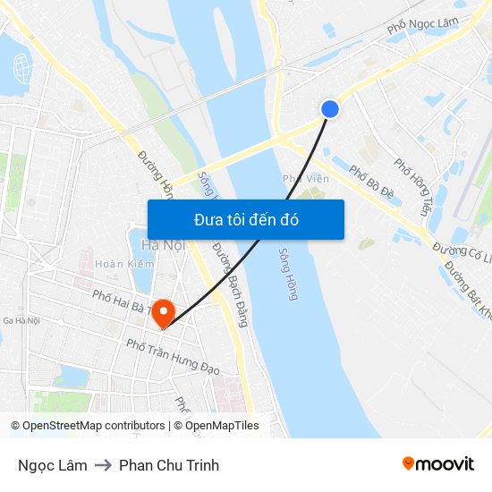 Ngọc Lâm to Phan Chu Trinh map