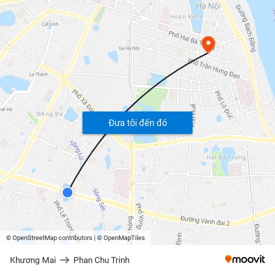 Khương Mai to Phan Chu Trinh map