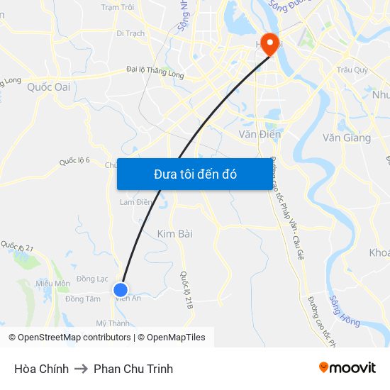 Hòa Chính to Phan Chu Trinh map