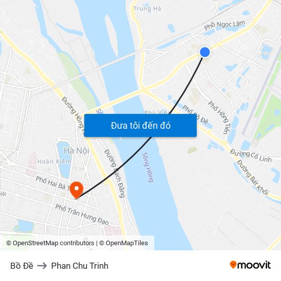 Bồ Đề to Phan Chu Trinh map