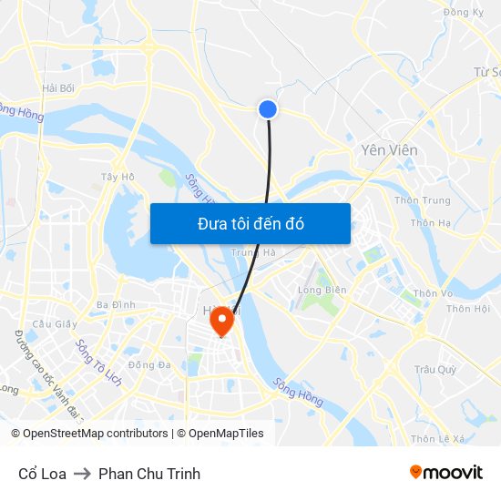 Cổ Loa to Phan Chu Trinh map