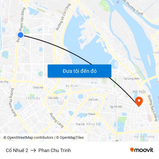 Cổ Nhuế 2 to Phan Chu Trinh map