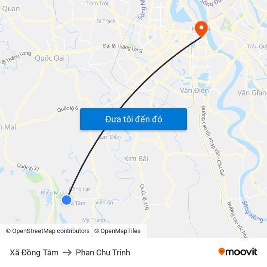 Xã Đồng Tâm to Phan Chu Trinh map