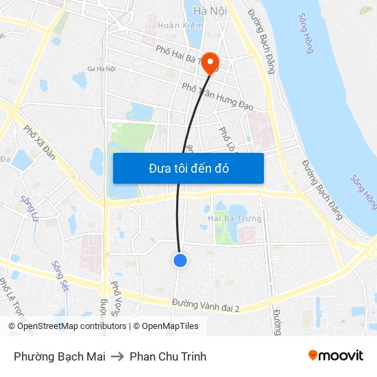 Phường Bạch Mai to Phan Chu Trinh map