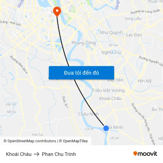Khoái Châu to Phan Chu Trinh map