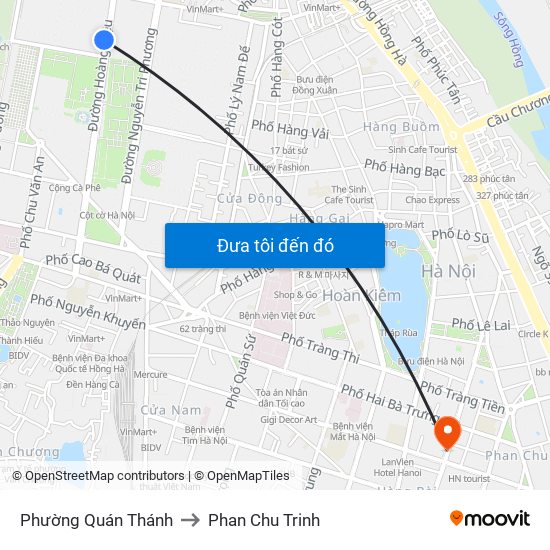 Phường Quán Thánh to Phan Chu Trinh map