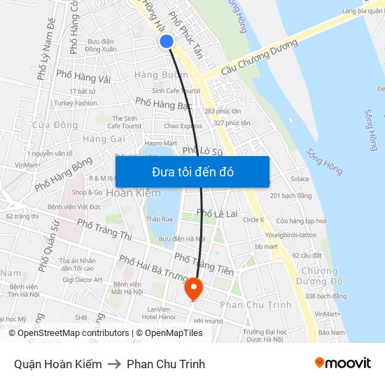 Quận Hoàn Kiếm to Phan Chu Trinh map