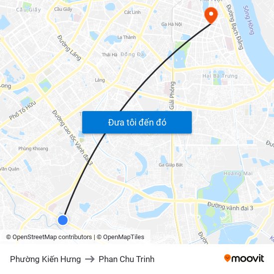 Phường Kiến Hưng to Phan Chu Trinh map