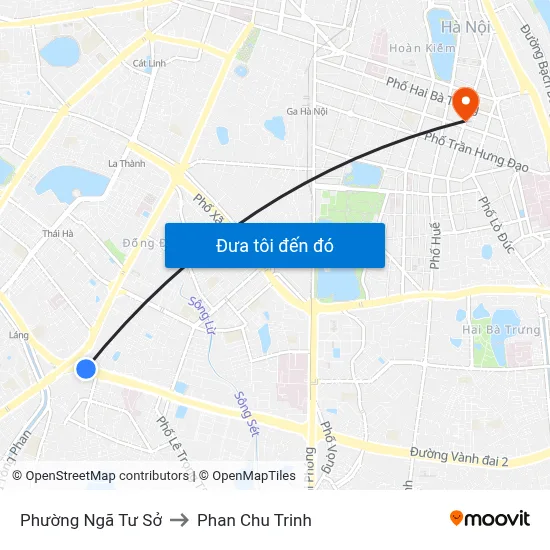 Phường Ngã Tư Sở to Phan Chu Trinh map