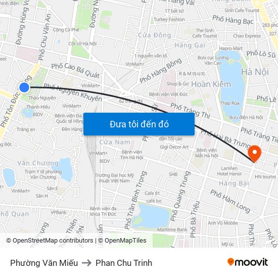 Phường Văn Miếu to Phan Chu Trinh map