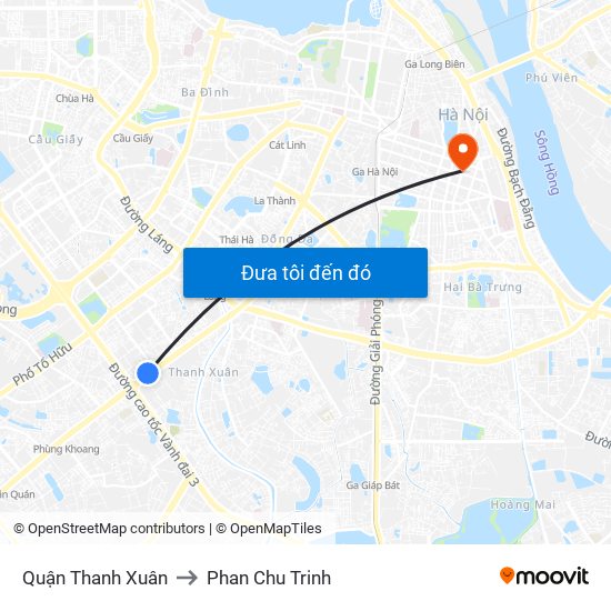 Quận Thanh Xuân to Phan Chu Trinh map