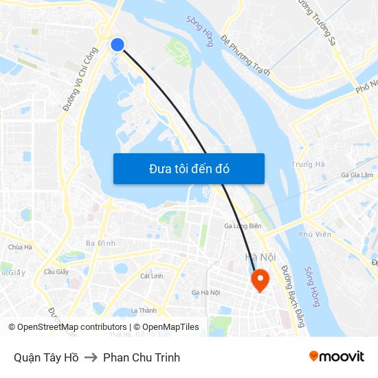 Quận Tây Hồ to Phan Chu Trinh map