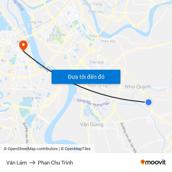 Văn Lâm to Phan Chu Trinh map