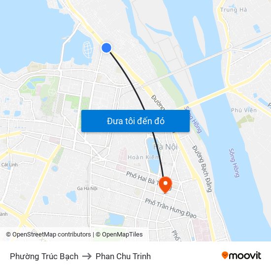 Phường Trúc Bạch to Phan Chu Trinh map