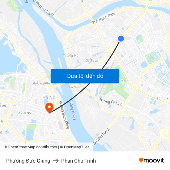 Phường Đức Giang to Phan Chu Trinh map