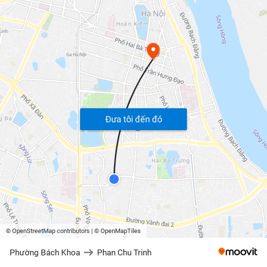 Phường Bách Khoa to Phan Chu Trinh map