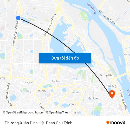 Phường Xuân Đỉnh to Phan Chu Trinh map