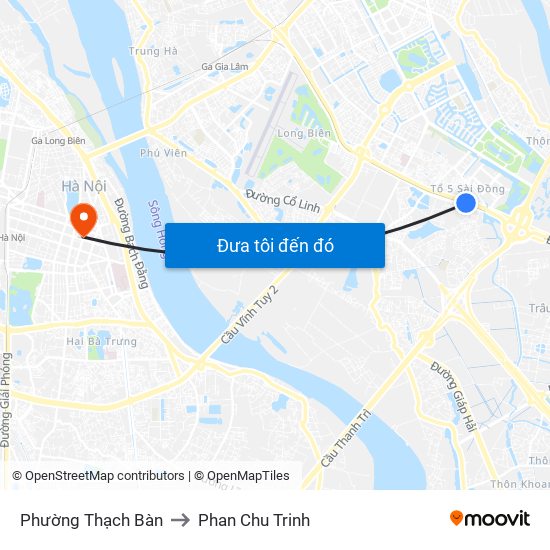 Phường Thạch Bàn to Phan Chu Trinh map