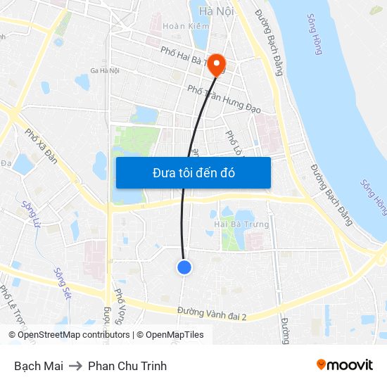 Bạch Mai to Phan Chu Trinh map