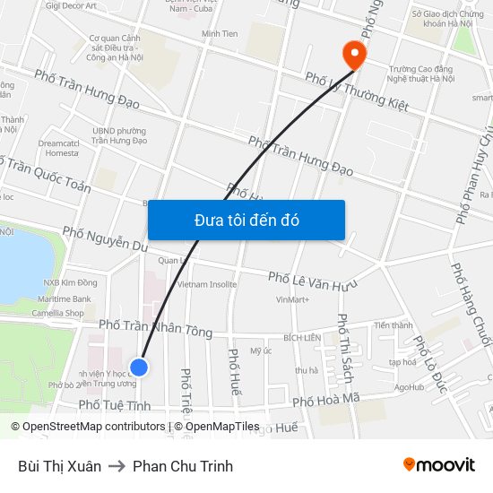 Bùi Thị Xuân to Phan Chu Trinh map