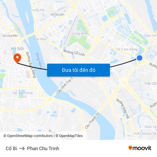Cổ Bi to Phan Chu Trinh map
