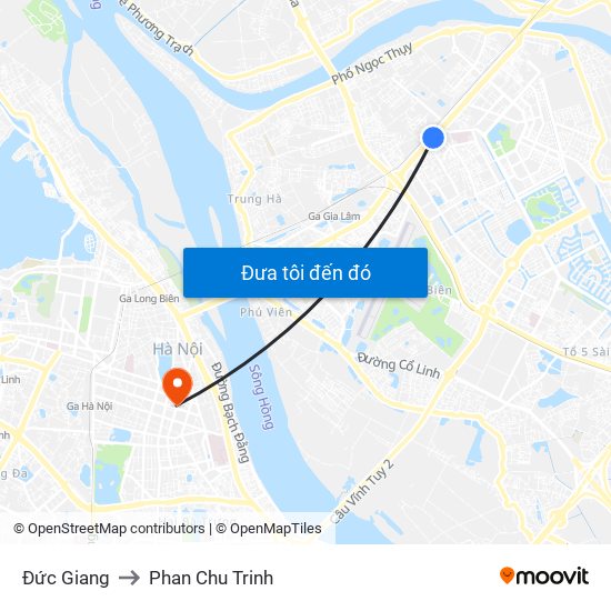 Đức Giang to Phan Chu Trinh map