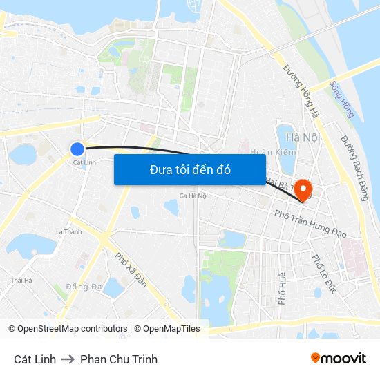 Cát Linh to Phan Chu Trinh map