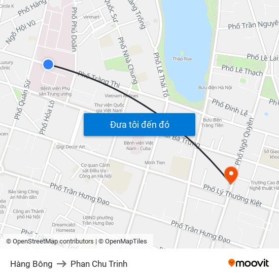 Hàng Bông to Phan Chu Trinh map