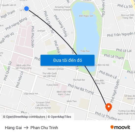 Hàng Gai to Phan Chu Trinh map