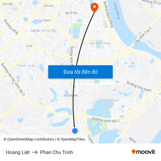 Hoàng Liệt to Phan Chu Trinh map