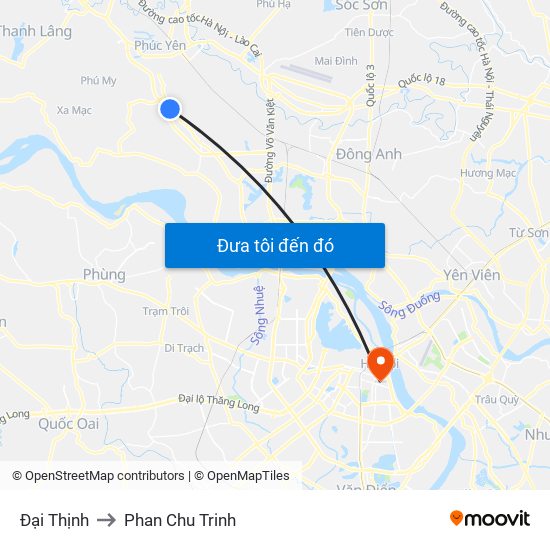 Đại Thịnh to Phan Chu Trinh map