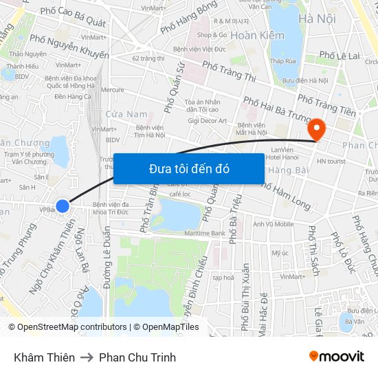 Khâm Thiên to Phan Chu Trinh map