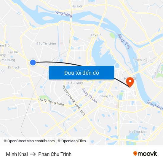 Minh Khai to Phan Chu Trinh map